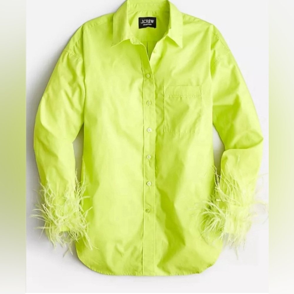 J crew poplin feather sleeve button up shirt